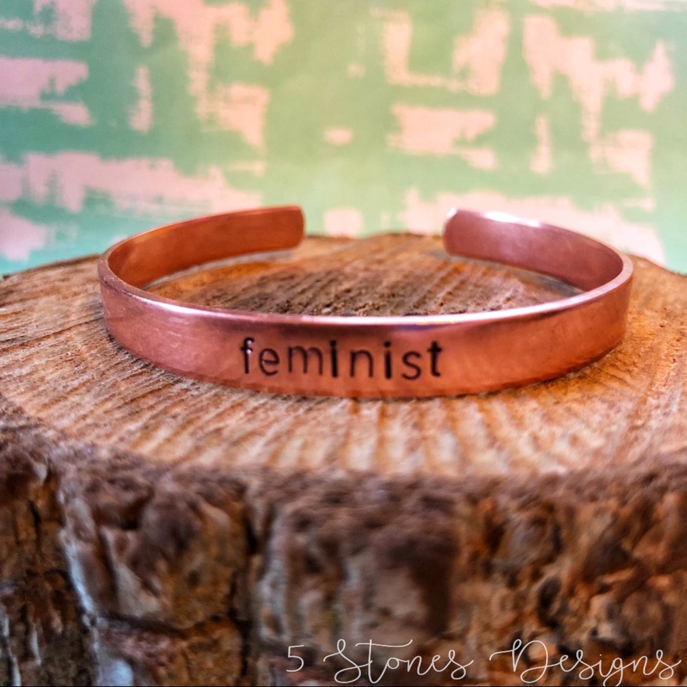 ๐ HOST PICK Handstamped Feminist Cuff Bracelet - Picture 2 of 4